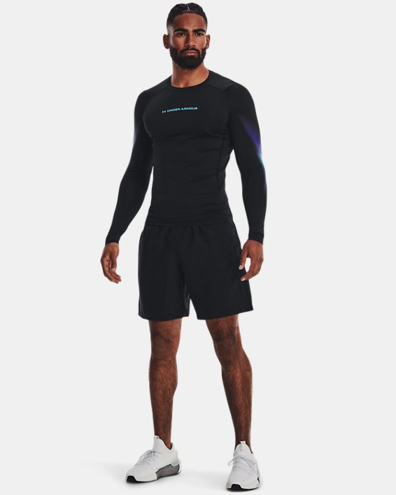 Men's HeatGear® Long Sleeve, Black, pdpMainDesktop image number 2
